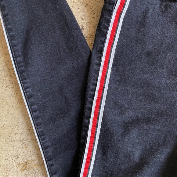 Zara Super Skinny Jeans with Red Retro Stripes Sz6 - Picture 3 of 4